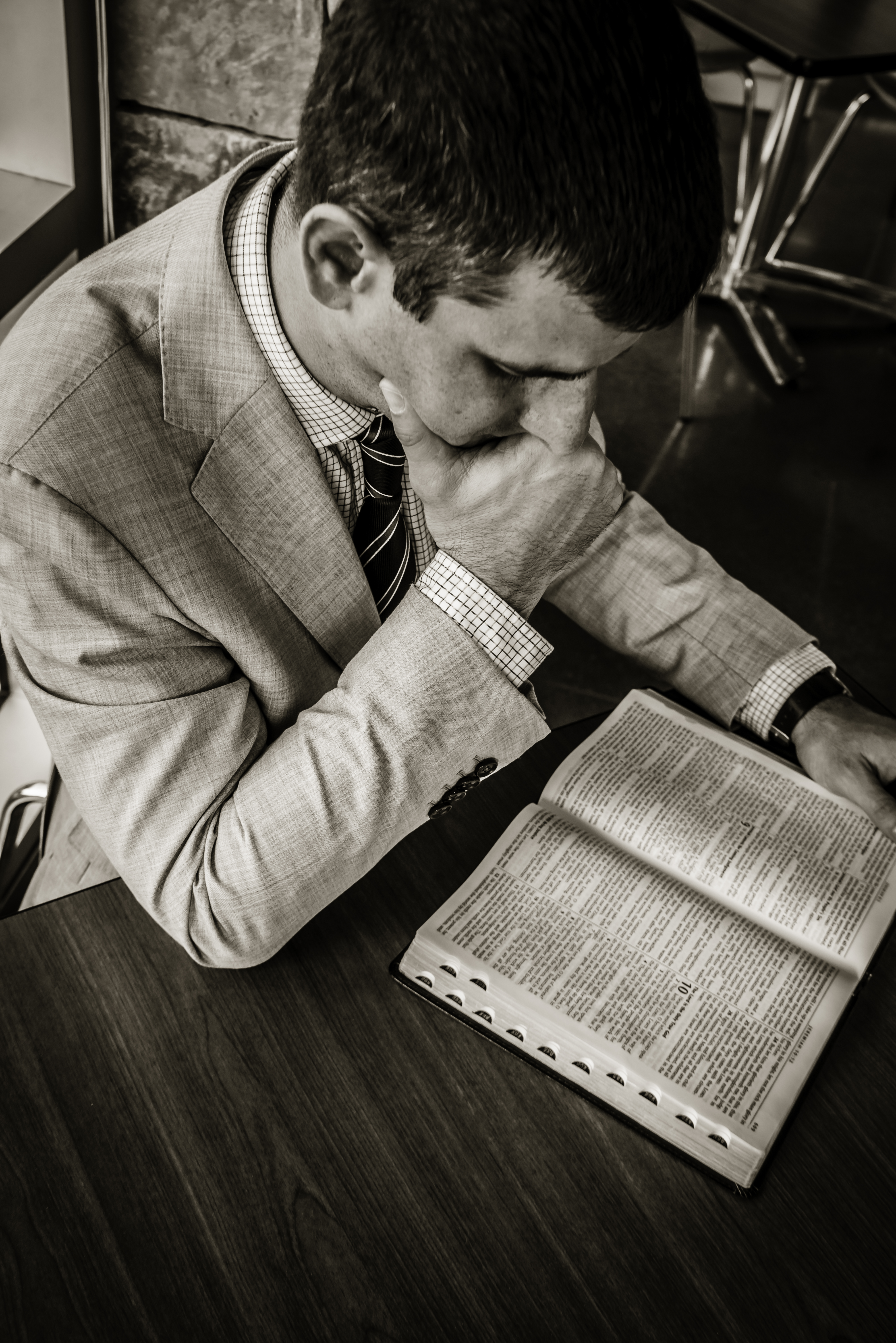 Pastor Fortunato studying the Word of God