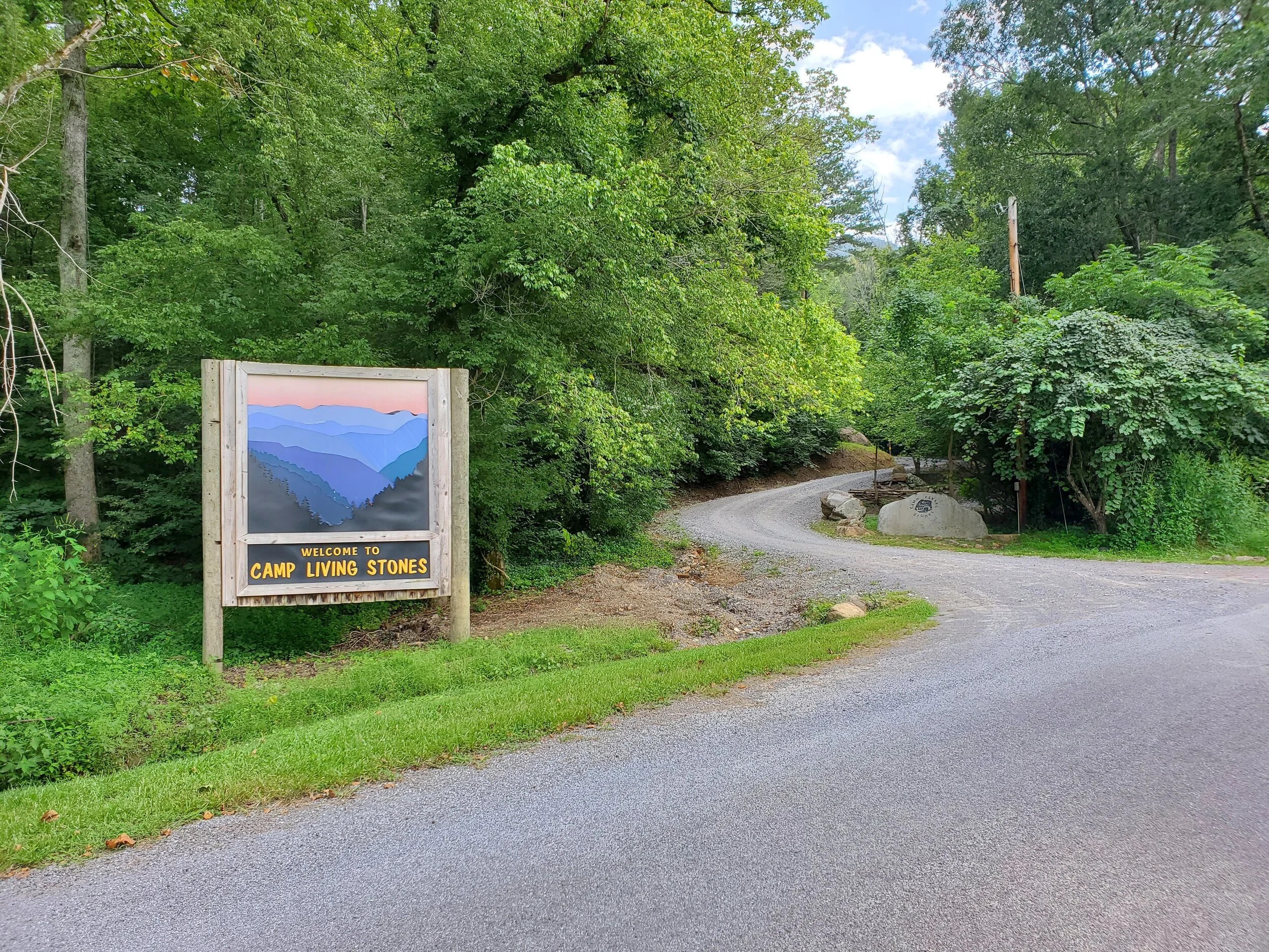 Camp Living Stones entrance sign